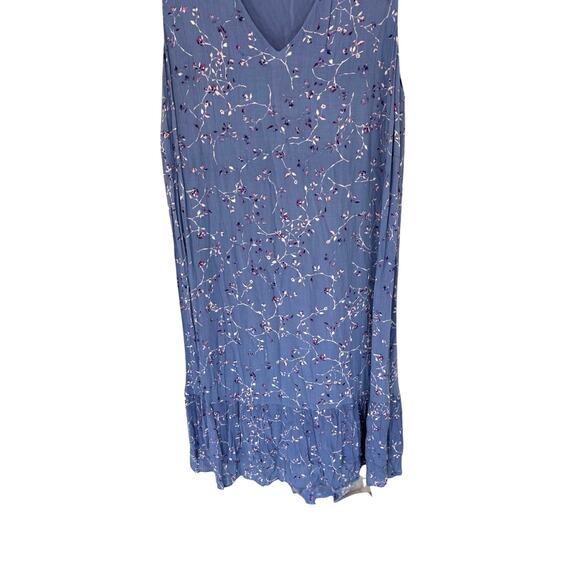 J. Jill Blue Floral Dainty Sleeveless Lightweight Tiered Hem Lagenlook Dress XL - Picture 7 of 12